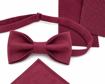 Wine colour Bridal Bow Tie, Suspenders, cufflinks, pocket square, Cabernet wedding accessories Matching Bridal Dress, adjustable braces