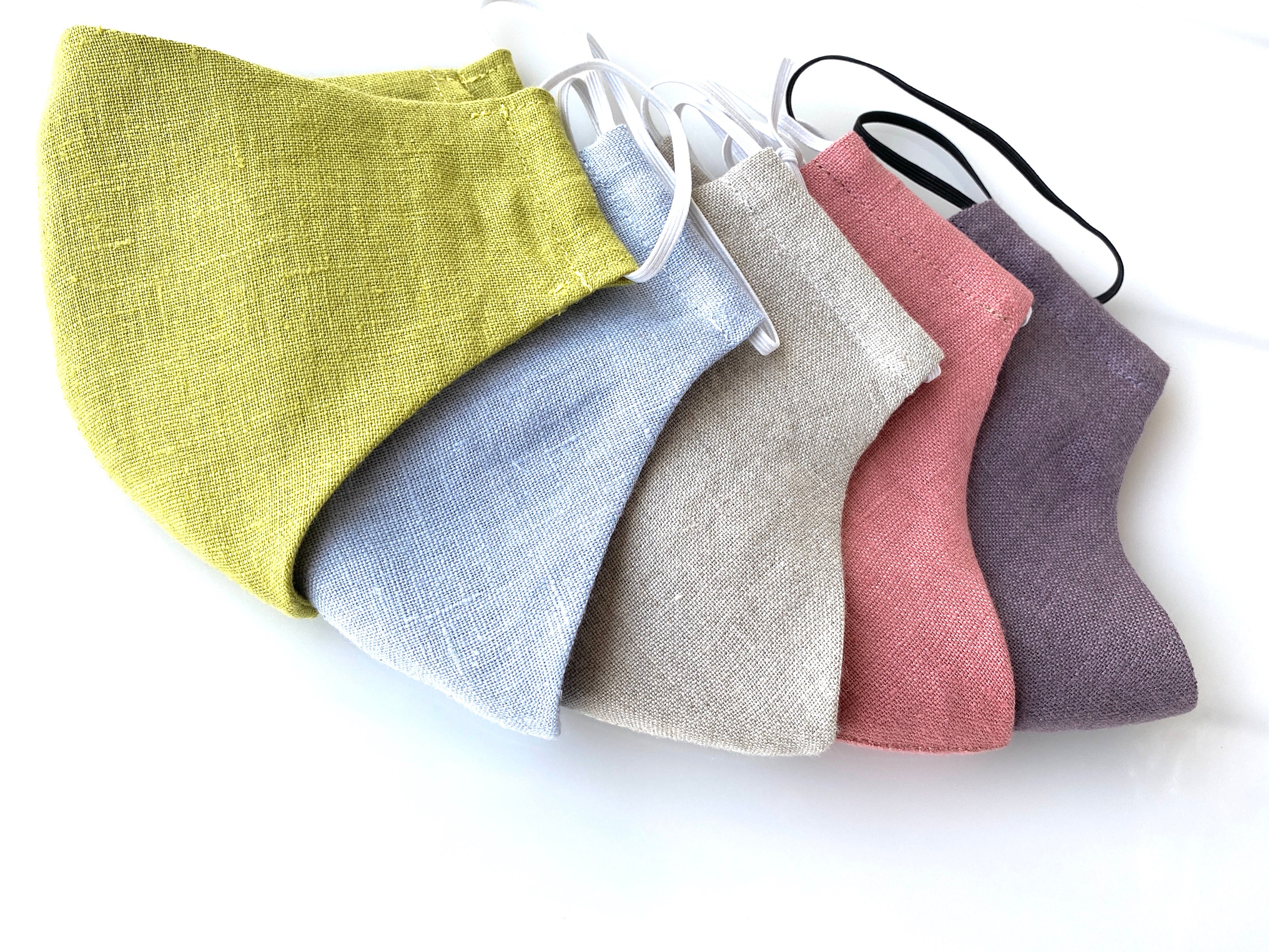 3 Layers Linen Mask With Filter Pocket / Familie Maske / Mund Etsy