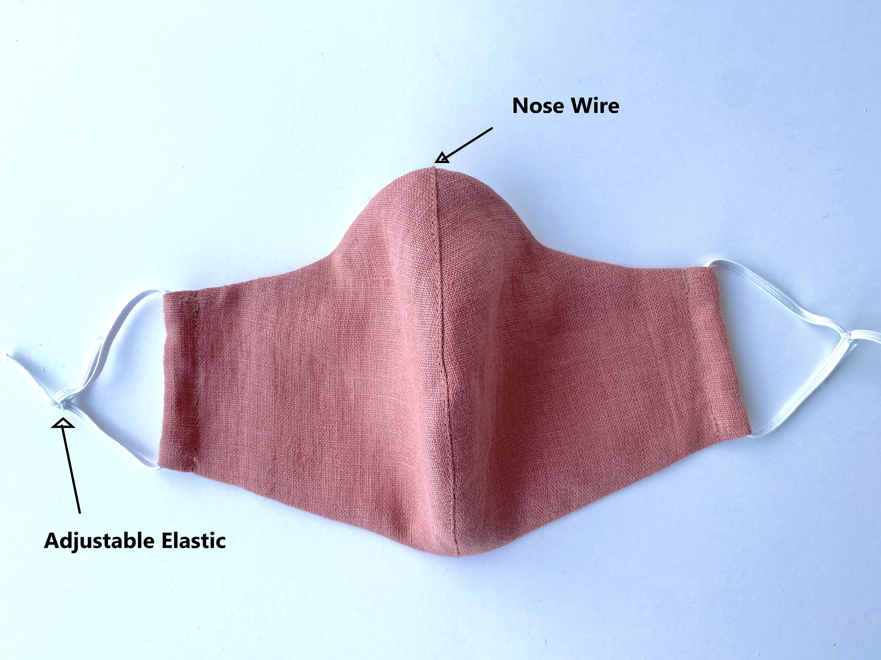 3 Layers Linen Face Mask With Filter Pocket / Reusable Face Etsy