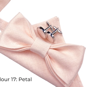 Wedding Linen Bow Tie Linen Pocket Square Bow Tie For Groom Best Man Usher Groomsman Wedding Suspenders Wedding Cufflinks image 8
