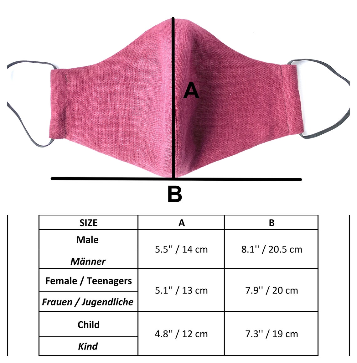 3 Layers Linen Face Mask With Filter Pocket / Reusable Face Etsy