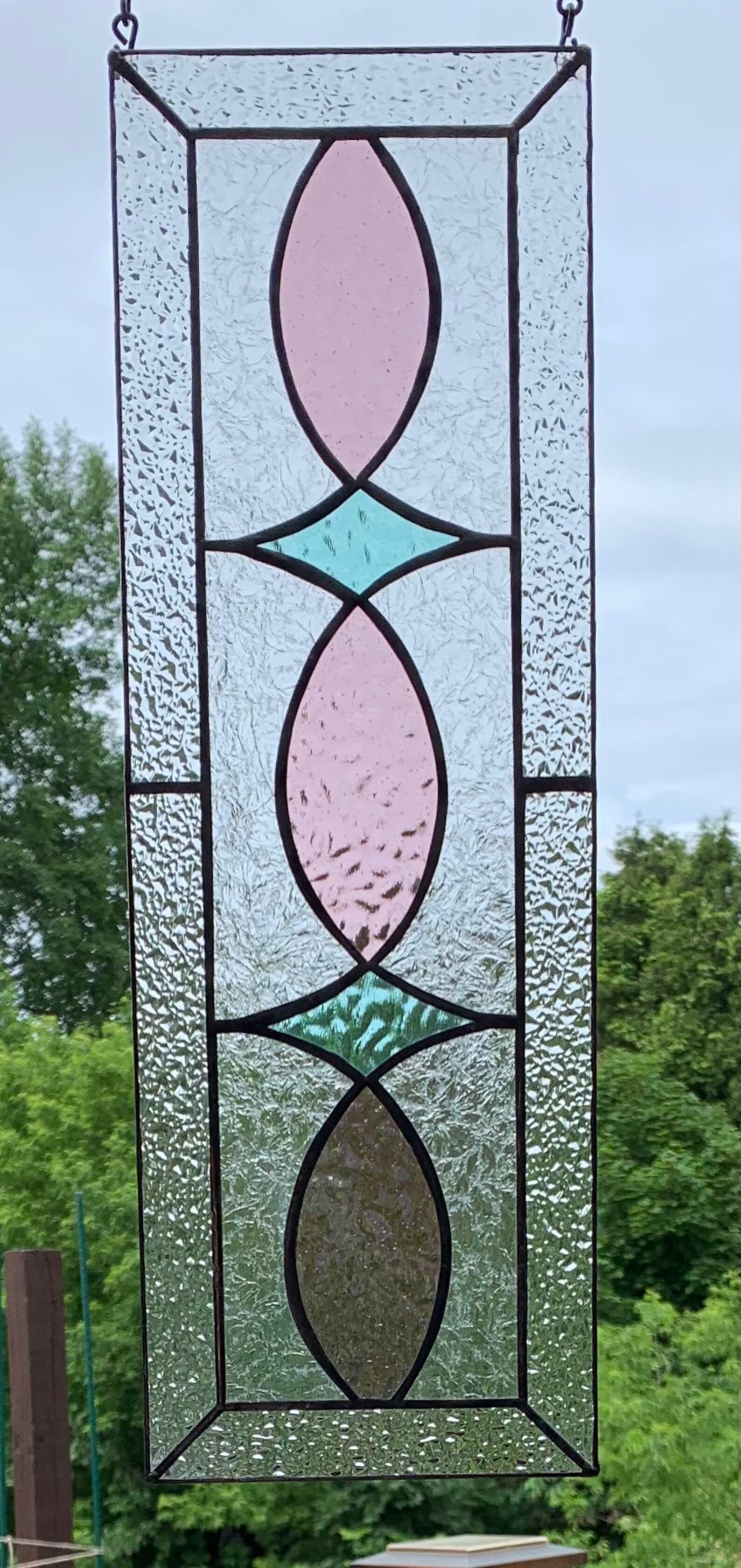 Stained Glass Transom Panel in Muted Colors 6 X 18 Etsy