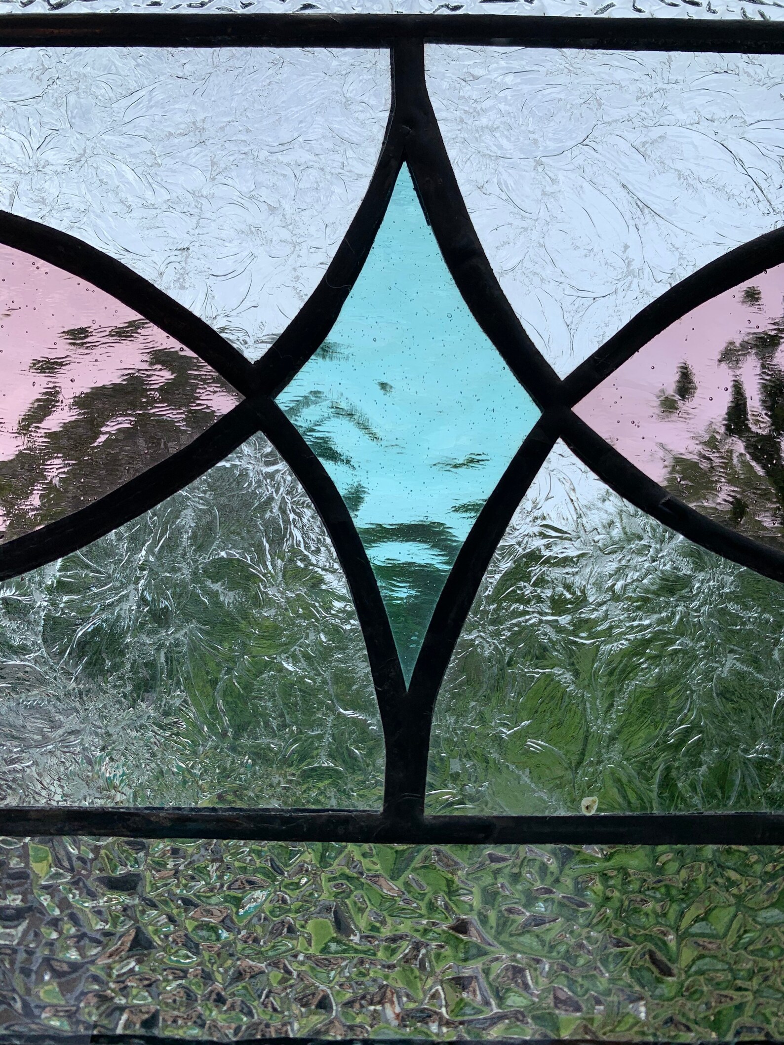 Stained glass transom panel in muted colors 6 X 18 Etsy