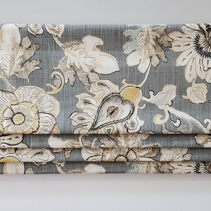 Bottom Pleated lined Valance (Faux Roman Shade Valance): Richloom Almada Granite  - Custom Window Treatment