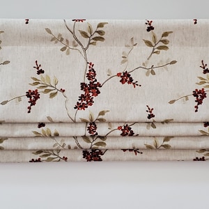 Bottom Pleated lined Valance (Faux Roman Shade Valance): Fabricut Mistral Garnet Embroidered - Custom Window Treatment
