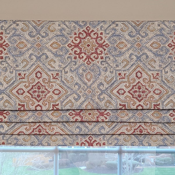 Bottom Pleated lined Valance (Faux Roman Shade Valance): Covington Becca - Custom Window Treatment