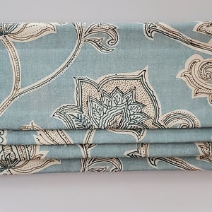Bottom Pleated lined Valance (Faux Roman Shade Valance): Thibaut Floral Aqua - Custom Window Treatment