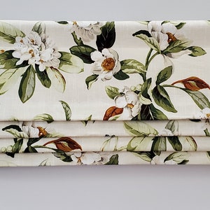 Bottom Pleated lined Valance (Faux Roman Shade Valance): Waverly Traditional Floral Linen Blend - Custom Window Treatment
