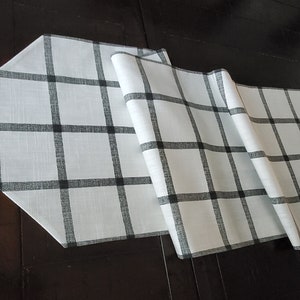 Table Runner, Table Decor, Table Centerpiece fully lined: PP Modern Farmhouse Plaid French Grey, Ink, or Ecru