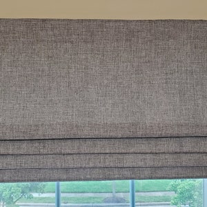 Bottom Pleated lined Valance (Faux Roman Shade Valance): Poly Linen in Taupe, Silver Gray, Wheat, Ivory, Platinum, or Seafoam