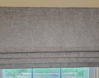 Bottom Pleated lined Valance (Faux Roman Shade Valance): Poly Linen in Taupe, Silver Gray, Wheat, Ivory, Platinum, or Seafoam
