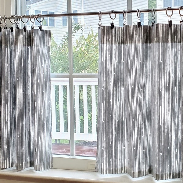 Cafe Curtain, Tier Curtains, Kitchen Curtains: Storm Gray Cotton