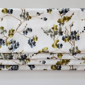 Bottom Pleated lined Valance (Faux Roman Shade Valance): Lilikoi Nightingale Embroidered - Custom Window Treatment