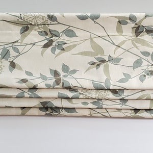 Bottom Pleated lined Valance (Faux Roman Shade Valance): MHF Floral Vine, Spa - Custom Window Treatment