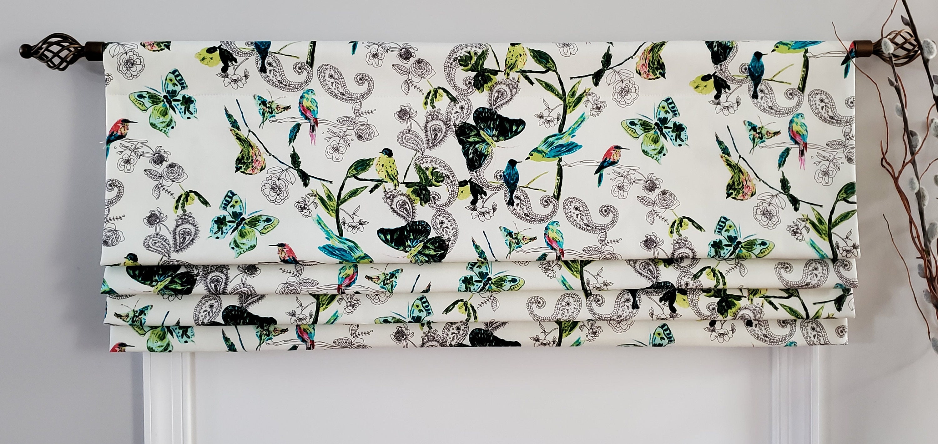 画像の2点 Bottom Pleated Lined Valance (faux Roman Shade Valance): Art