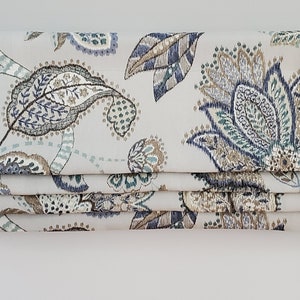 Bottom Pleated lined Valance (Faux Roman Shade Valance): DURALEE Linen 42480 AQUA/COCOA - Custom Window Treatment