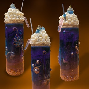 Handmade Resin Wine Tumbler: Copper Wire & Glitter Stainless Steel Cup