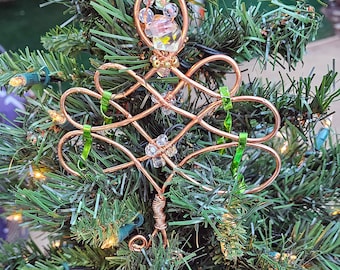 Copper Wire Christmas Ornament with Crystal Beads