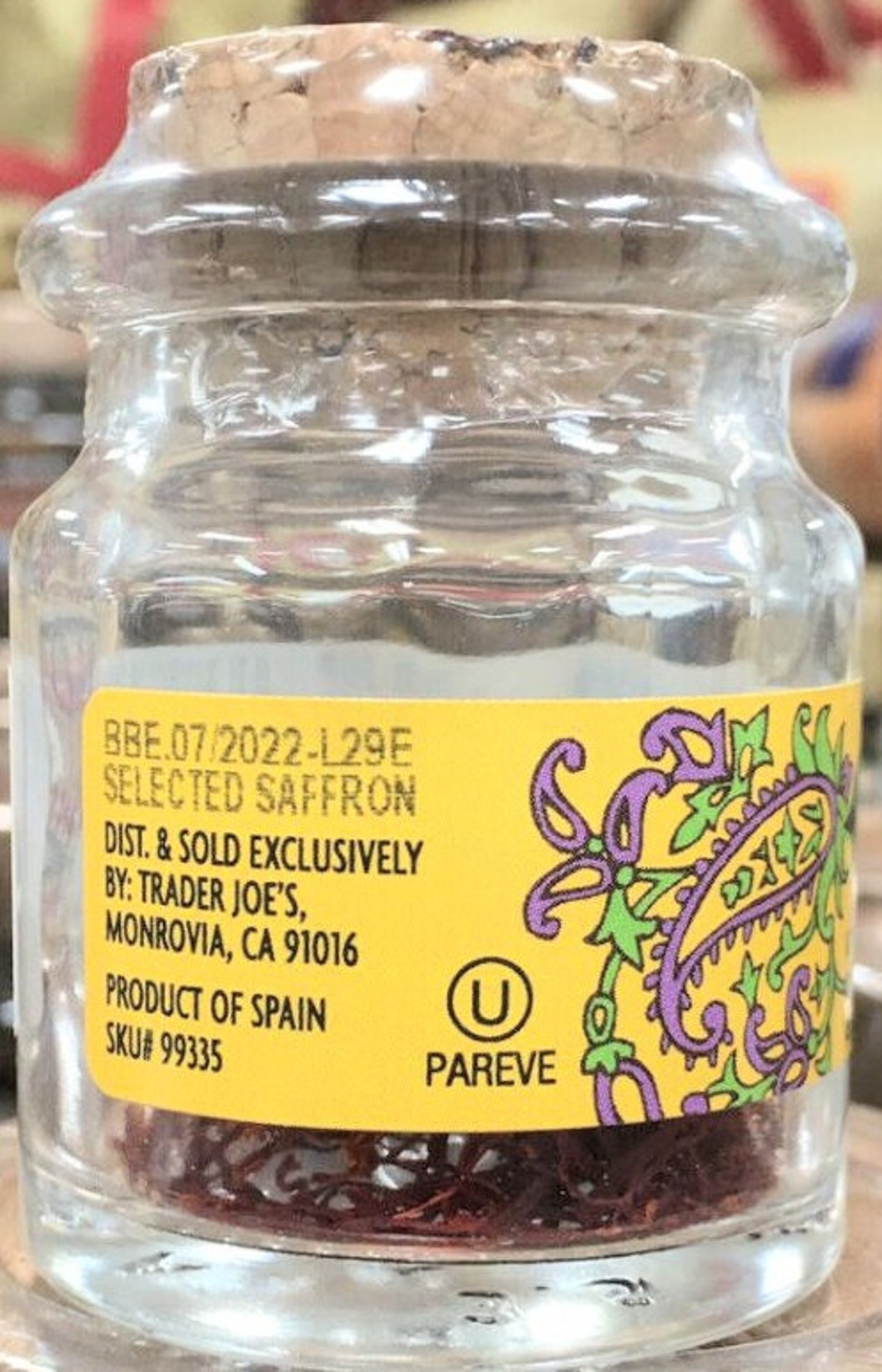 Trader Joe's Spanish Saffron NET WT 0.025OZ 0.7g Etsy