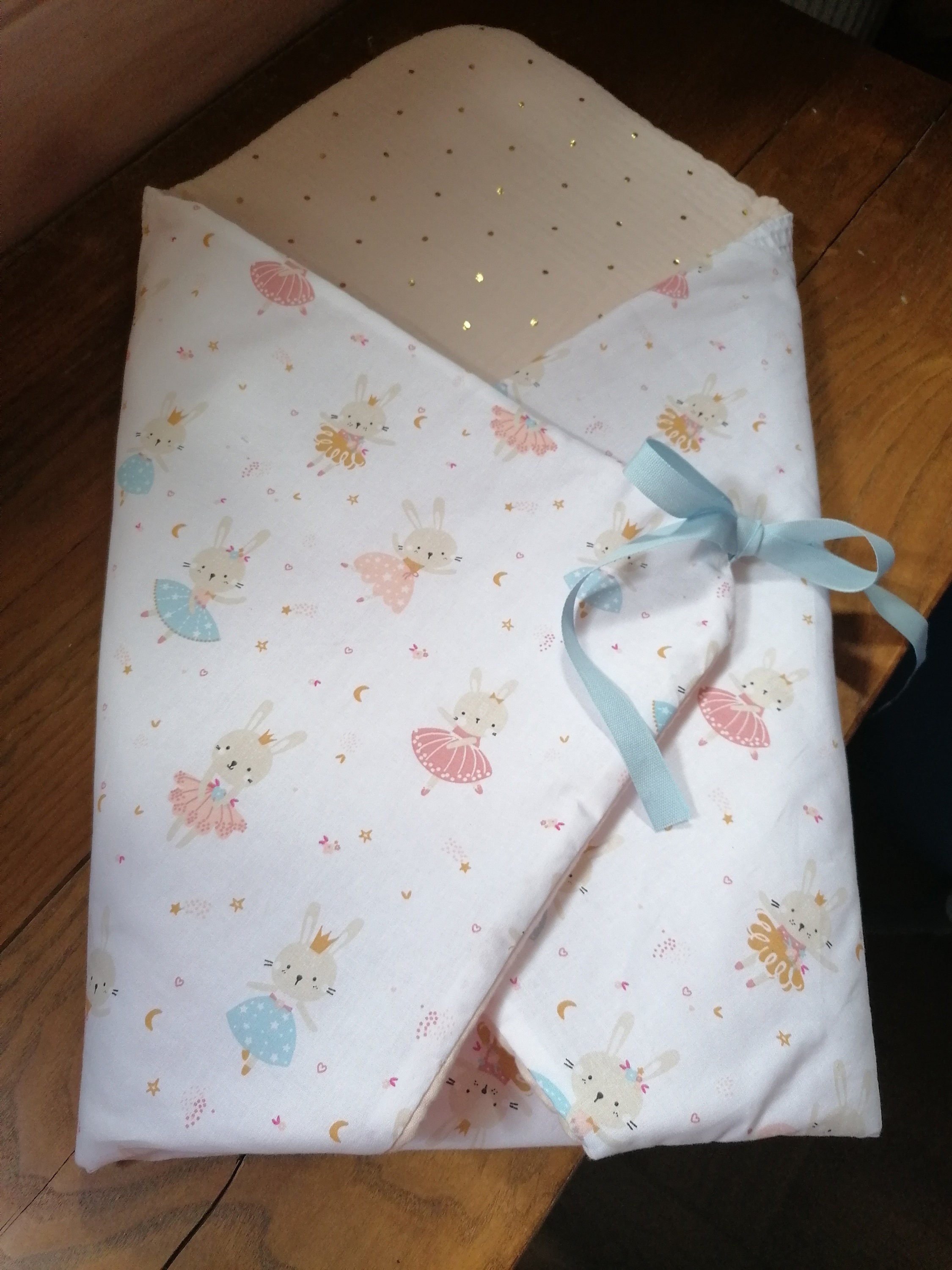 Nid d'ange Évolutif en Tissu de Coton, Nid d'abeille et Gaze Coton Pailleté