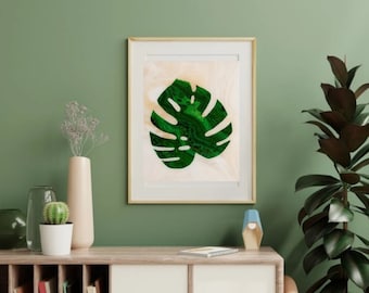 Monstera Leaf Art Print: Tropical Houseplant Wall Decor