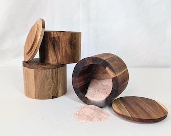 Rustic Acacia Wood Box: Jewelry Keeper, Salt Cellar