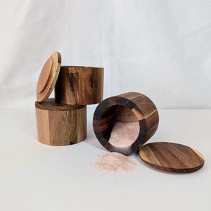 Rustic Acacia Wood Box: Jewelry Keeper, Salt Cellar