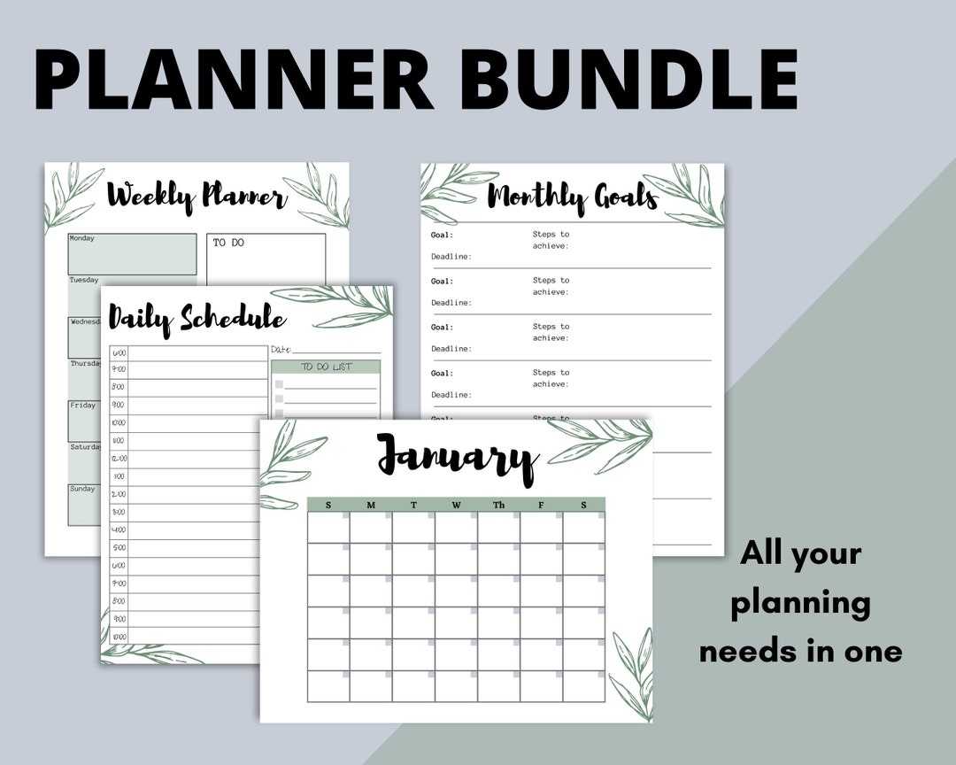 Planner Bundle Full Calendar Weekly & Daily Schedules - Etsy