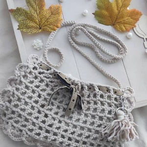 Bolso vintage hecho a mano para teléfono móvil y cartera en color beige