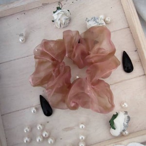 Iridescent brown organza scrunchie