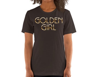 Dieses Kurzärmeliges Unisex T-Shirt ist golden.
