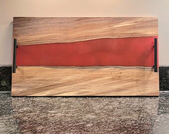 Black Walnut Epoxy River Charcuterie Board: Live Edge Serving Tray