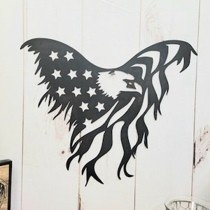 Distressed American Flag Eagle Metal Wall Art: Patriotic Decor
