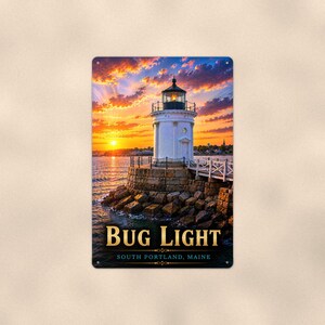 Bug Lighthouse Metal Sign 8x12, Nautical Home Decor, Ocean Lover Gift, Coastal Wall Decor, Beach House Decor