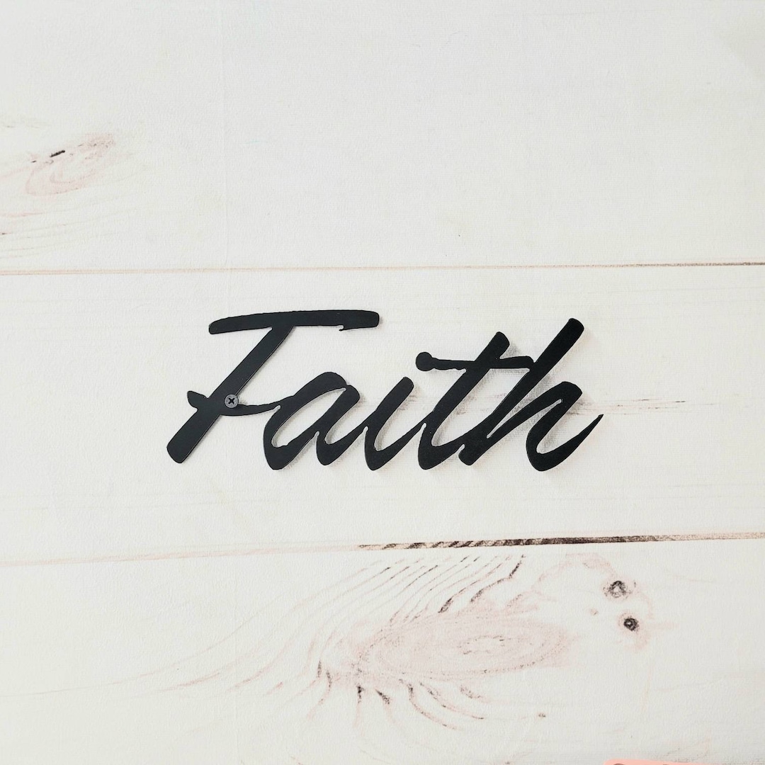Faith Word Art, Metal Inspirational Wall Art, Spiritual Gifts, Script
