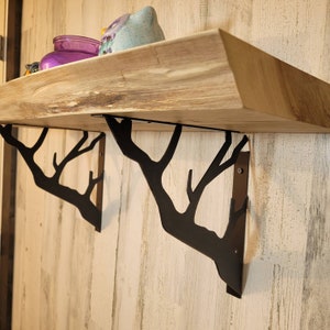 Decorative metal shelf bracket set, nature inspired, branches home decor, DIY shelf, corner bracket pair, for home office, outdoorsman gifts