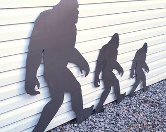 Bigfoot Yard Cabin Metal Garden Stake, Outdoor Lawn Decor, Sasquatch Fan Gift