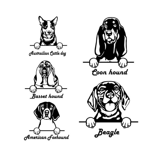 Beagle, coon hound, american fox hound, Australian cattle dog, basset hound, metal wall art, dog mom, dog dad, dog lover gift, fence decor