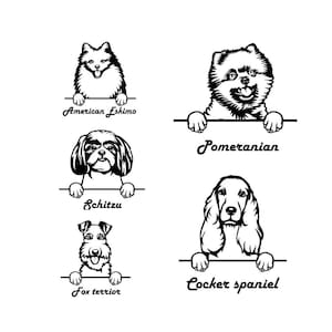 Dog Breed Metal Wall Art: Cocker Spaniel, Pomeranian, Fox Terrier