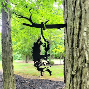 Opossum tree stake, possum yard art, fun yard art, funny animal decor, lawn ornament fence decoration, outdoor post decoration, mailbox art