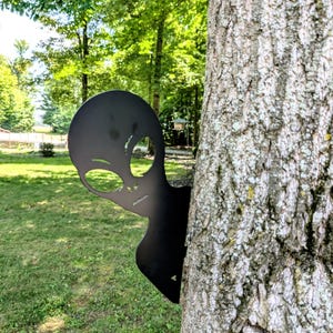 Alien Tree Stake, Metal Garden Yard Art, UFO Outdoor Decor, Area 51 Gift, Sci Fi Fan, Made in USA