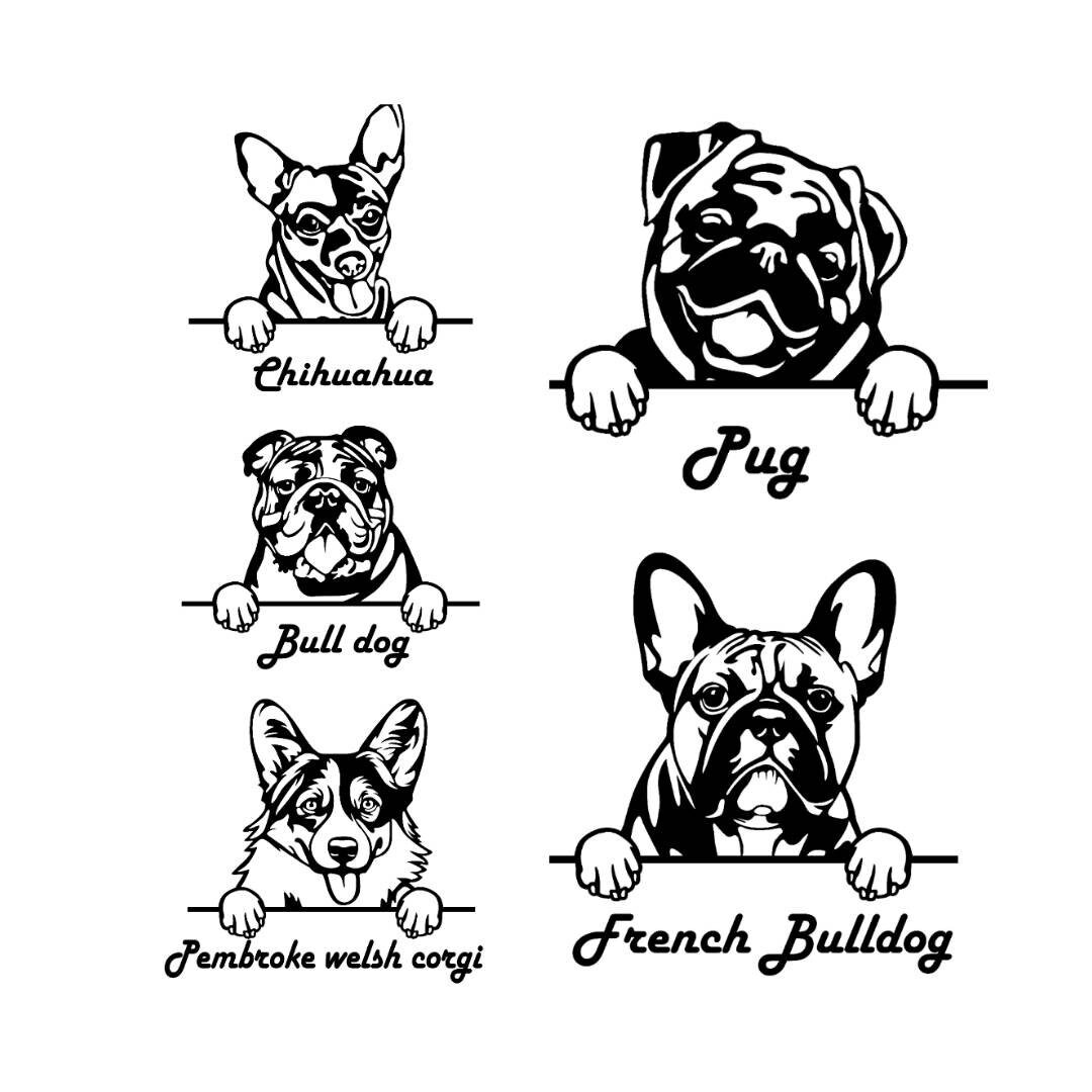 Metal Peeking Dog Silhouette: Corgi, Pug, Chihuahua, Bulldog - Fence Decor  - Etsy, image size:1080x1080