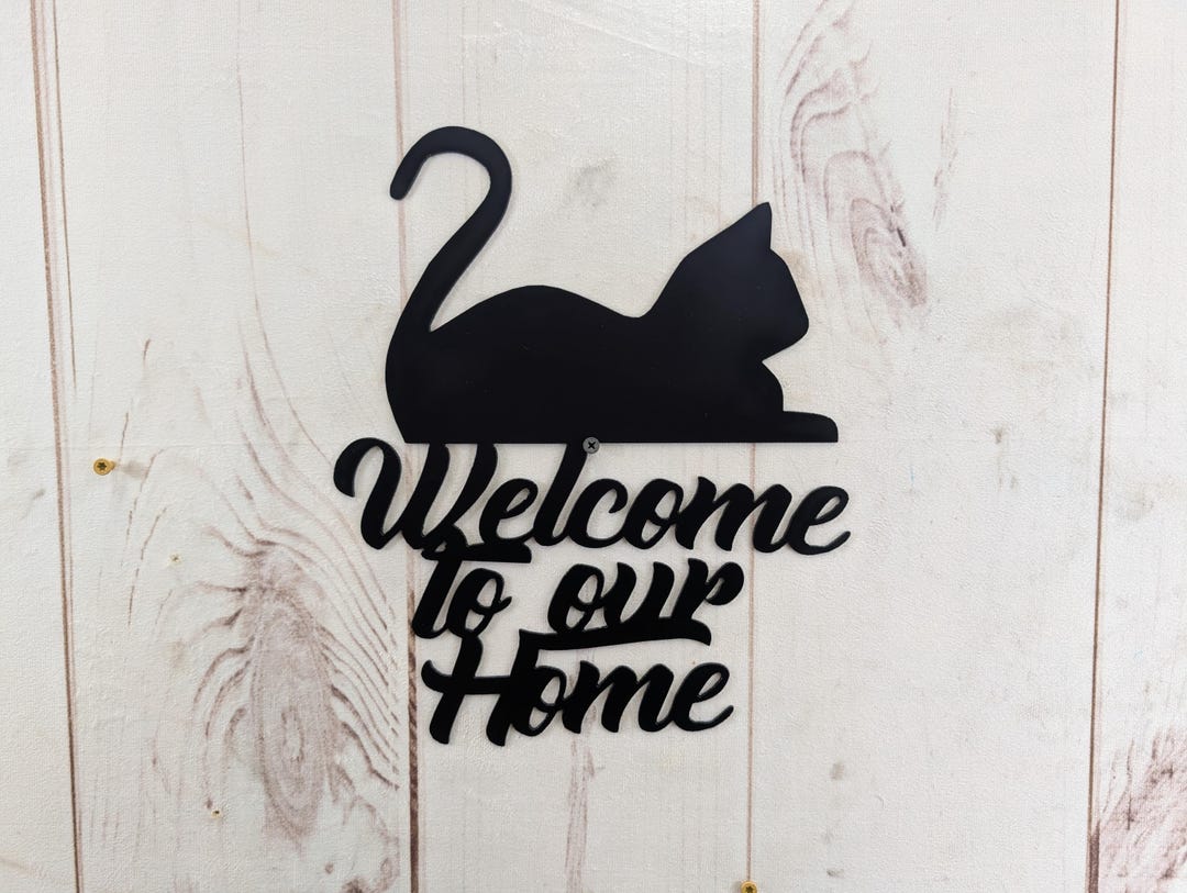 Cat Welcome Sign: Front Door Decor, Cat Lover Gift - Etsy