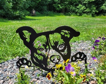 Pitbull yard sign, garden stake, pitbull mom, pitbull lover, pitbull dad, metal yard art animals, decoration for garden, lawn ornament