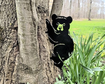 Black Bear Yard Stake, Cub Garden Stake, Outdoor Lawn Decor, Wildlife Lover Gift