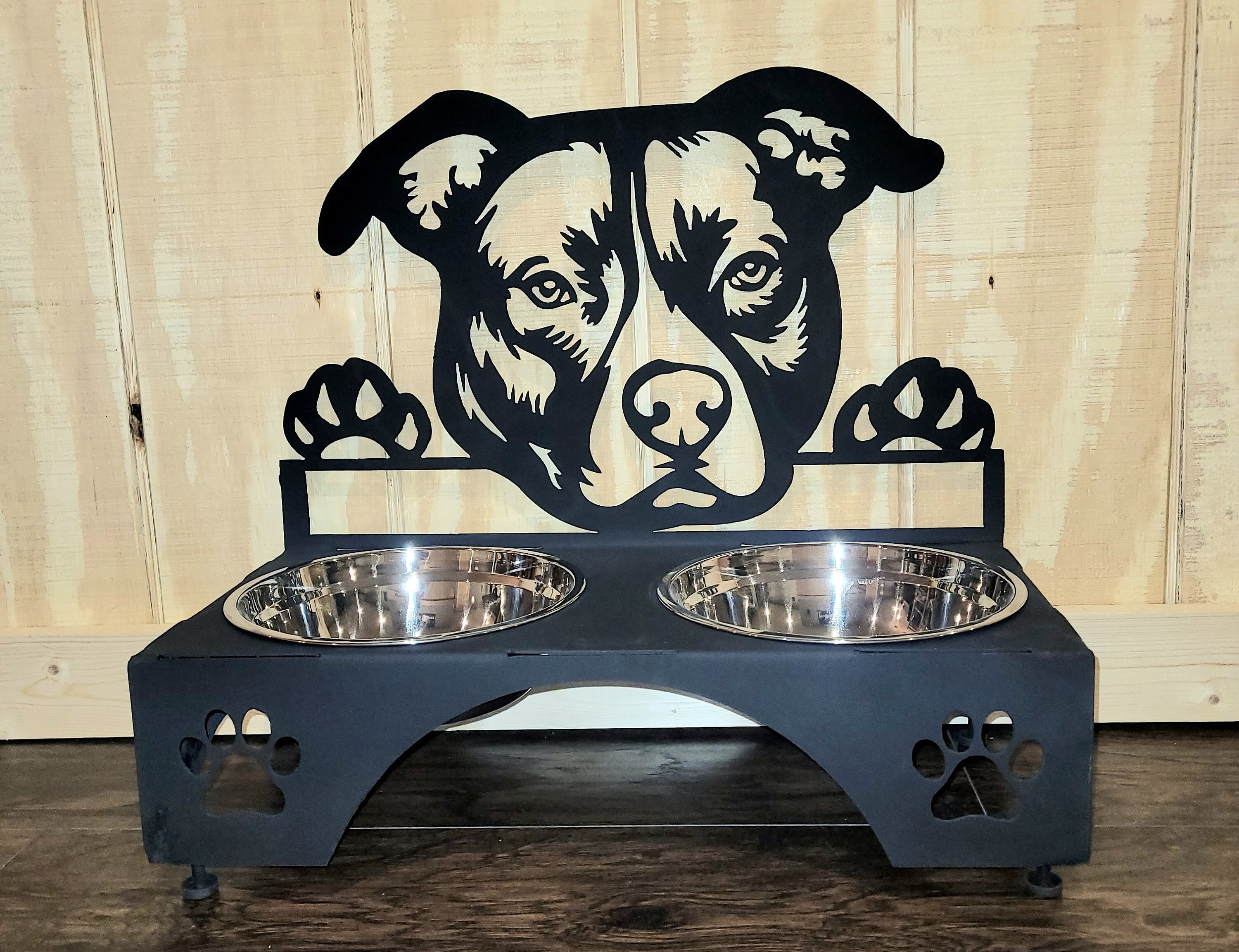 Dog Bowl Stand for Medium Dogs - Height 12-Inch, Width 7-10 Inches Adjustable, Lockable - Slow Feeder Bowl Holder for Medium to Large Breeds
