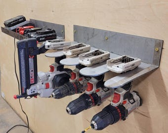 Organizador de herramientas eléctricas inalámbricas, herrajes rústicos para estantes, regalo para garaje, almacenamiento de pared para taller, decoración de estantes para cabañas, regalo para amantes del bricolaje
