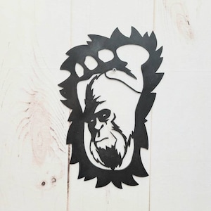 Metal Bigfoot Sign: Sasquatch Footprint Silhouette, Cryptid Decor