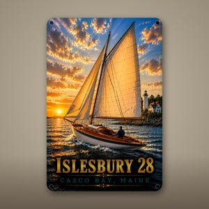 Classic Sloop Coastal Metal Wall Art | 8x12 Aluminum Sign | Beach House Decor, Nautical Gift