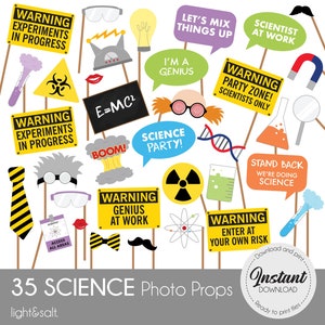 Science party photo props, Mad Scientist, scientist party, science party props, Scientist Themed Photobooth props, science decorations